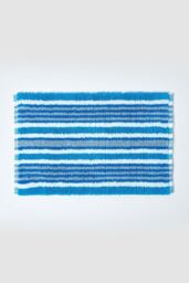 Homescapes Handloomed Striped Cotton Bath Mat in Blue - thumbnail 1