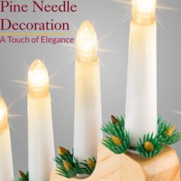 Christow Christmas Candle Bridge Light 7 LED Battery Operated Wooden Decoration L37cm in Natural - thumbnail 3