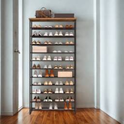 FURNOS 12-Tier Large Hallway Shoe Rack Storage Organiser in Brown - thumbnail 3
