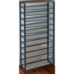 FURNOS 12-Tier Large Hallway Shoe Rack Storage Organiser in Brown - thumbnail 4