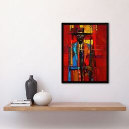 "Artery8 New Orleans Jazz Music Fest Abstract Violinist Framed Art Print in Red - Size: W12"" x H16""" - thumbnail 4