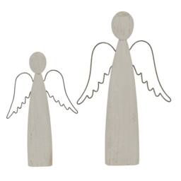 Lemon Pavilion Furniture and Decor Whitewashed Rustic Standing Angel Decoration - L3xW15xH27 cm - White - thumbnail 3