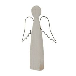 Lemon Pavilion Furniture and Decor Whitewashed Rustic Standing Angel Decoration - L3xW15xH27 cm - White - thumbnail 2