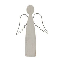 Lemon Pavilion Furniture and Decor Whitewashed Rustic Standing Angel Decoration - L3xW15xH27 cm - White - thumbnail 1