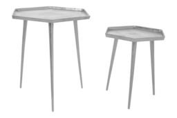 Orsina Set Of 2 Hexagonal Side Tables, Metallic Silver Finish Bedside Table, Lounge Sidetables, Small Hexagonal Tables - thumbnail 6