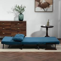 Wyld Haus Lenasu Nasa 4 in 1 Velvet Feel Double Sofa Bed with Cushions in Blue - thumbnail 7