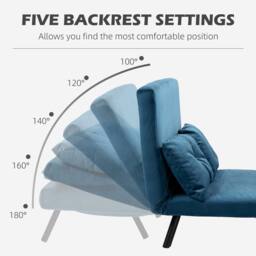 Wyld Haus Lenasu Nasa 4 in 1 Velvet Feel Double Sofa Bed with Cushions in Blue - thumbnail 5