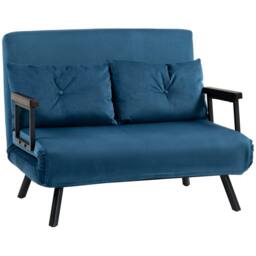 Wyld Haus Lenasu Nasa 4 in 1 Velvet Feel Double Sofa Bed with Cushions in Blue - thumbnail 2