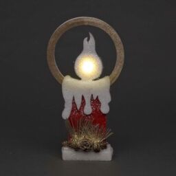 Shatchi 41Cm Christmas Pre Lit Candle Battery Operated Glitter Foam Snow Covered Finish Table Decoration Red - thumbnail 1