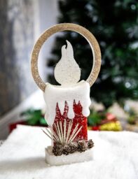 Shatchi 41Cm Christmas Pre Lit Candle Battery Operated Glitter Foam Snow Covered Finish Table Decoration Red - thumbnail 6