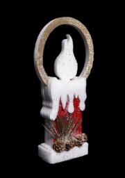Shatchi 41Cm Christmas Pre Lit Candle Battery Operated Glitter Foam Snow Covered Finish Table Decoration Red - thumbnail 5