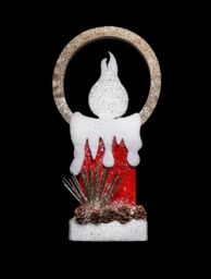 Shatchi 41Cm Christmas Pre Lit Candle Battery Operated Glitter Foam Snow Covered Finish Table Decoration Red - thumbnail 2