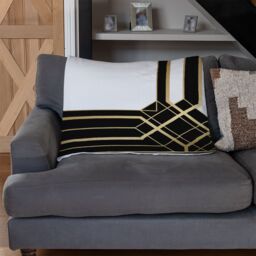 Benjamin Tate Design Art Deco Black Frame Blanket in Natural - Size: 120 cm x 150 cm - thumbnail 2