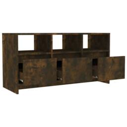 Berkfield Home TV Cabinet Smoked Oak 102x37.5x52.5 cm Engineered Wood in Brown - thumbnail 5