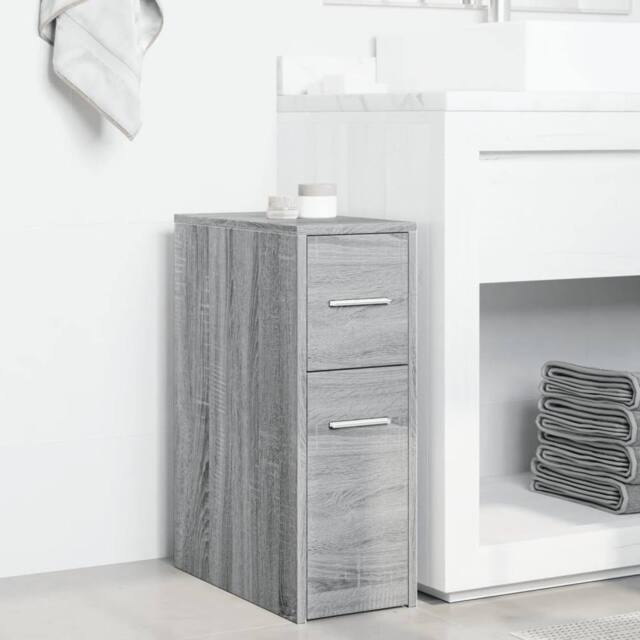 Berkfield Home Narrow Bathroom Cupboard with Wheels Grey Sonoma Engineered Wood - image 1