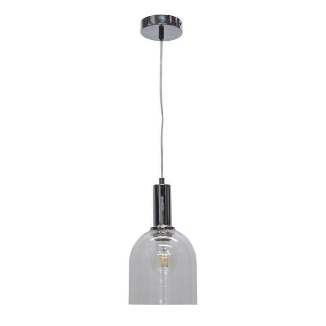 First Choice Lighting Belten - Clear Glass Cloche Chrome Deco Pendant Fitting - image 1