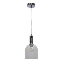 First Choice Lighting Belten - Clear Glass Cloche Chrome Deco Pendant Fitting - thumbnail 1
