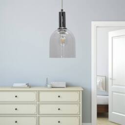 First Choice Lighting Belten - Clear Glass Cloche Chrome Deco Pendant Fitting - thumbnail 4