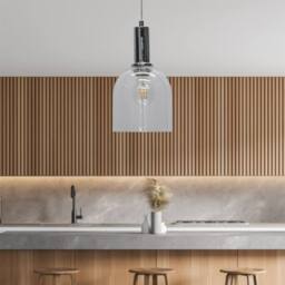 First Choice Lighting Belten - Clear Glass Cloche Chrome Deco Pendant Fitting - thumbnail 3