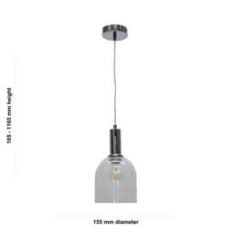 First Choice Lighting Belten - Clear Glass Cloche Chrome Deco Pendant Fitting - thumbnail 5