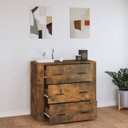 Berkfield Home Sideboard Smoked Oak 80x33x70 cm Engineered Wood in Brown - Size: 80 x 33 x 70 cm - thumbnail 7