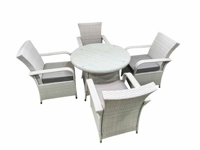 Fimous Wicker PE Rattan Garden Furniture Set Patio Outdoor 4 Chairs Plus Medium Round Table Set Light Grey Mixed - image 1