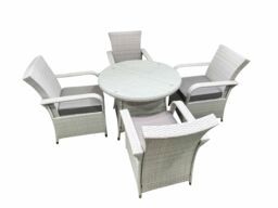 Fimous Wicker PE Rattan Garden Furniture Set Patio Outdoor 4 Chairs Plus Medium Round Table Set Light Grey Mixed - thumbnail 1