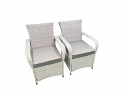 Fimous Wicker PE Rattan Garden Furniture Set Patio Outdoor 4 Chairs Plus Medium Round Table Set Light Grey Mixed - thumbnail 5