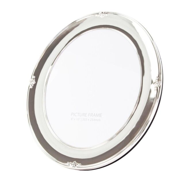 Happy Homewares Traditional Oval Silver Plated 5 x 7 Single Picture Frame Lacquer Coated - image 1