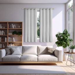 Happy Homewares Modern Textured Linen Fabric Lined Blackout Eyelet Curtains - Pair in White - Size: 117 cm width x 137 cm drop - thumbnail 6