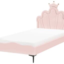Wyld and Coco Pink Velvet Bed Frame with Crown LED Headboard - 3ft EU Single - thumbnail 2