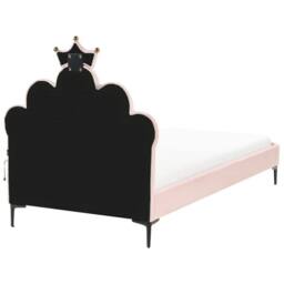 Wyld and Coco Pink Velvet Bed Frame with Crown LED Headboard - 3ft EU Single - thumbnail 6