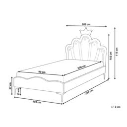Wyld and Coco Pink Velvet Bed Frame with Crown LED Headboard - 3ft EU Single - thumbnail 3