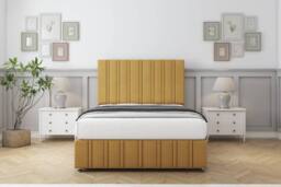 "Sloomy Langston Plush Divan Set No Drawers-54"" Headboard-Footboard in Mustard - Size: Small Double" - thumbnail 2