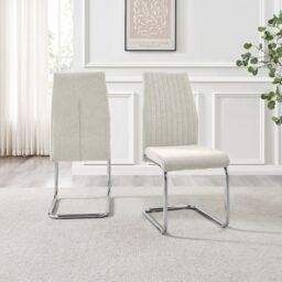 FurnitureboxUK Lorenzo 2x Fabric Silver Leg Dining Chair in Cream - thumbnail 3