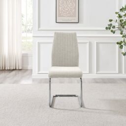 FurnitureboxUK Lorenzo 2x Fabric Silver Leg Dining Chair in Cream - thumbnail 5