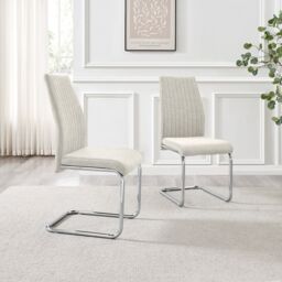 FurnitureboxUK Lorenzo 2x Fabric Silver Leg Dining Chair in Cream - thumbnail 2