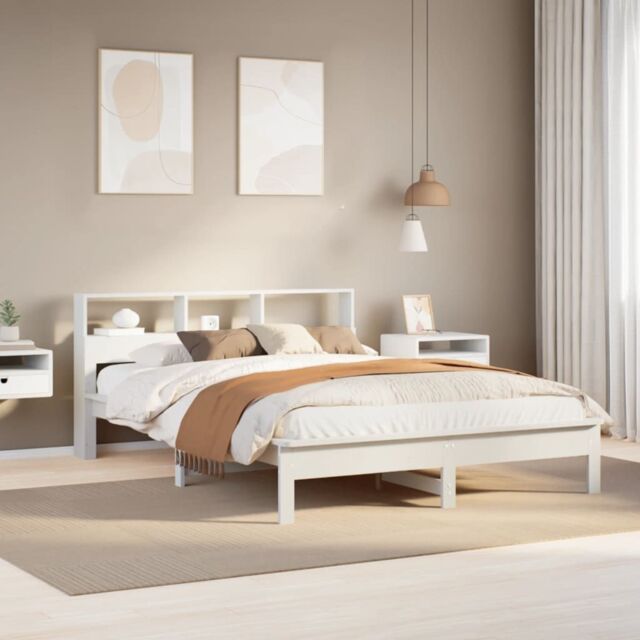 Berkfield Home Bed Frame without Mattress White 150x200 cm King Size Solid Wood Pine - image 1