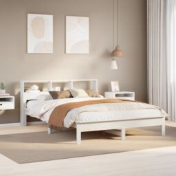 Berkfield Home Bed Frame without Mattress White 150x200 cm King Size Solid Wood Pine - thumbnail 1