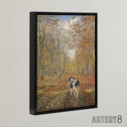 "Artery8 Theodor Philipsen Calf on A Road in Dyrehaven Framed Canvas Art Print - Size: W12"" x H16""" - thumbnail 2