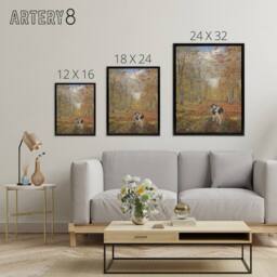"Artery8 Theodor Philipsen Calf on A Road in Dyrehaven Framed Canvas Art Print - Size: W12"" x H16""" - thumbnail 4