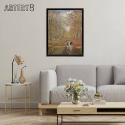 "Artery8 Theodor Philipsen Calf on A Road in Dyrehaven Framed Canvas Art Print - Size: W12"" x H16""" - thumbnail 3