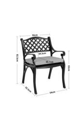 Living and Home 5 Pcs Classical Garden Bistro Set Cast Aluminum with Cushions in Black - thumbnail 6