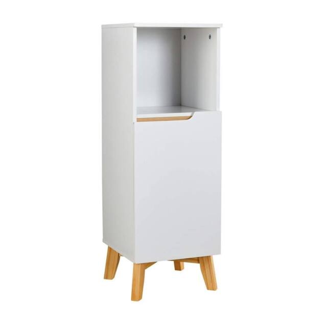 FORGEVIO Bathroom Floor Cabinet Storage Furniture White Floor White 1 Door - image 1