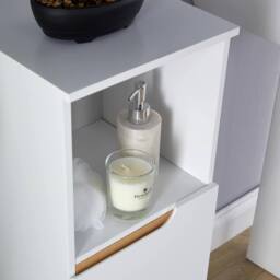 FORGEVIO Bathroom Floor Cabinet Storage Furniture White Floor White 1 Door - thumbnail 5