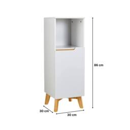FORGEVIO Bathroom Floor Cabinet Storage Furniture White Floor White 1 Door - thumbnail 2
