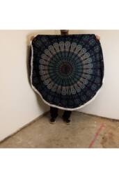 KDMD Peacock Blue Mandala Roundie Cotton Wall Decor 130cm - Size: Medium - thumbnail 2