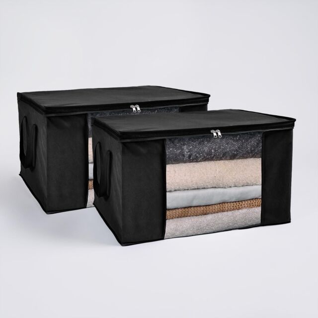 OHS Large Underbed Storage Bags 2 Pack Clothes Shoes 90.3L Organiser in Black - image 1