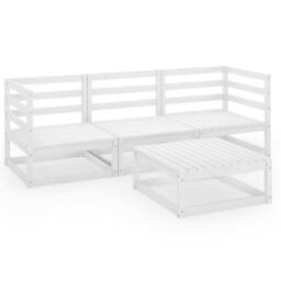 Berkfield Home 4 Piece Garden Lounge Set White Solid Wood Pine