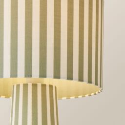ValueLights Thorley Stripe Drum Shade Full Fabric Table Lamp & Bulb in Pale Green - thumbnail 3